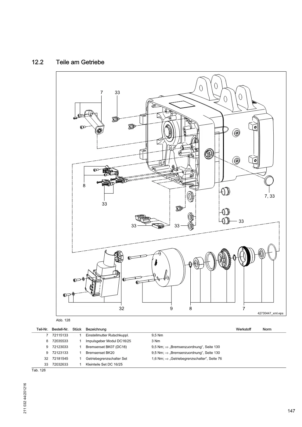 Demag DC-Pro 16-25 – Teile am Getriebe, Zeichnung Seite 147