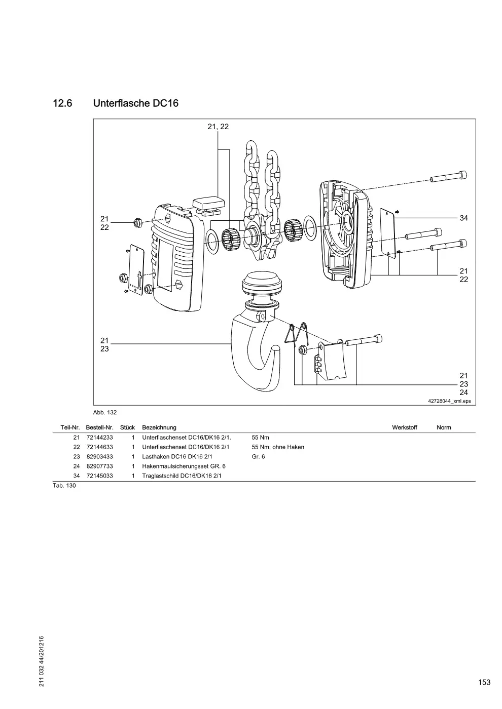 Demag DC-Pro 16-25 – Unterflasche DC16, Zeichnung Seite 153