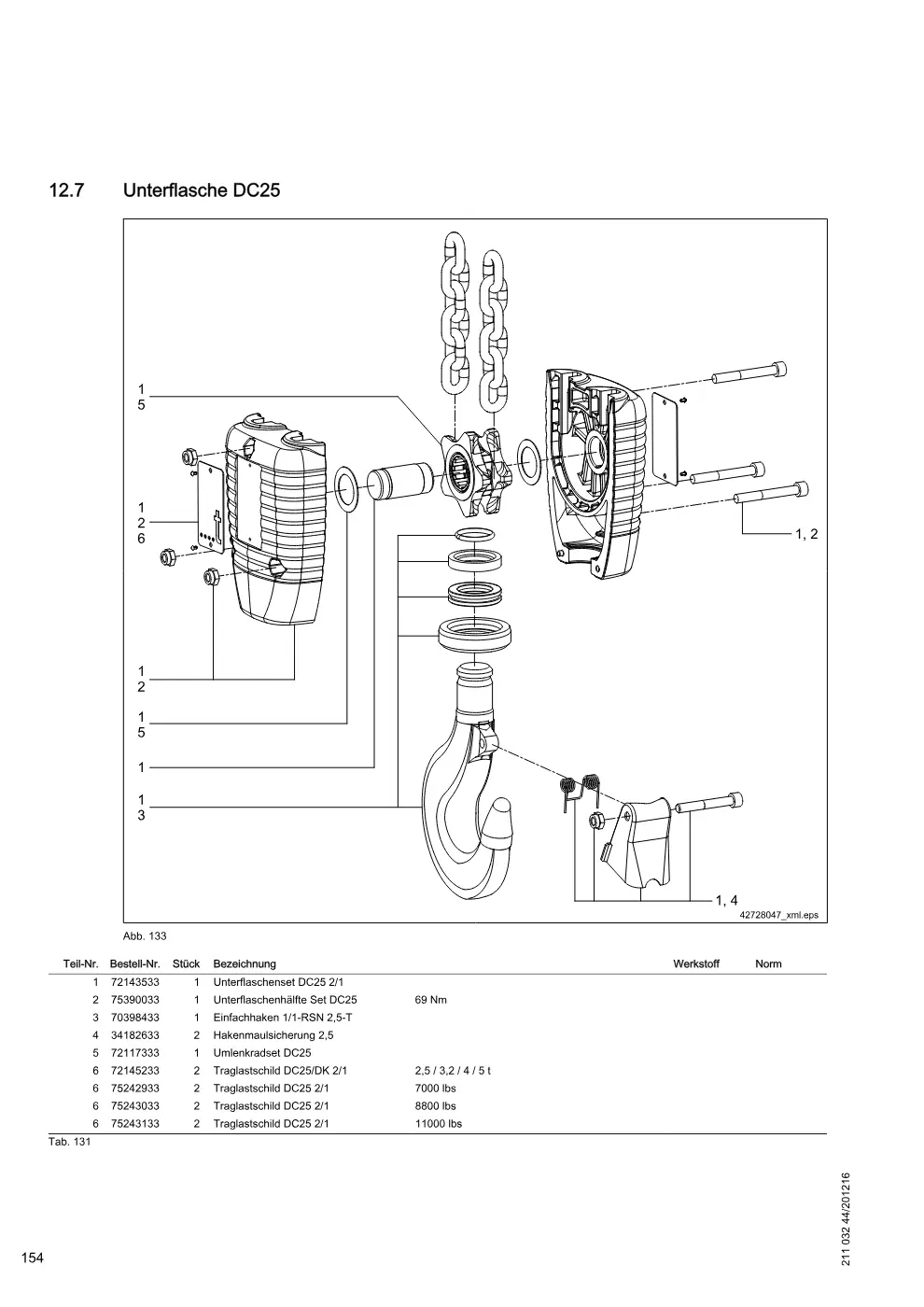 Demag DC-Pro 16-25 – Unterflasche DC25, Zeichnung Seite 154