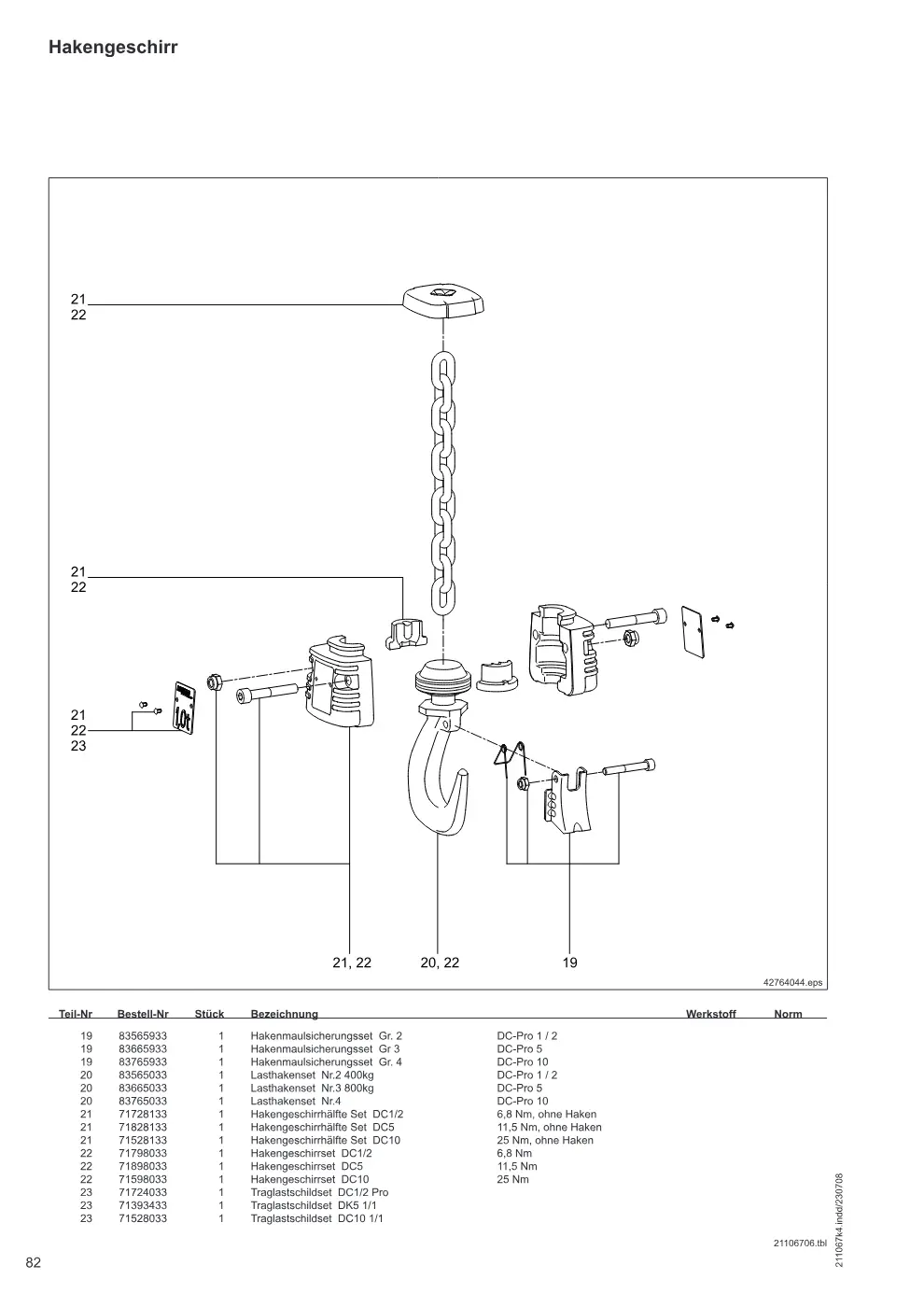 Demag DC-ProDi 1-10, DC-ProFi 1-10 – Hakengeschirr, Zeichnung Seite 82