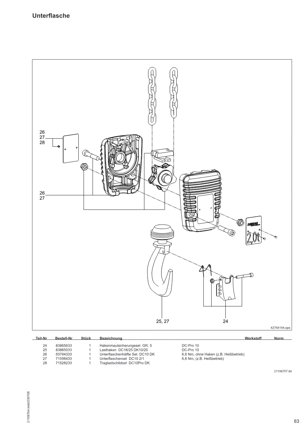Demag DC-ProDi 1-10, DC-ProFi 1-10 – Unterfl asche, Zeichnung Seite 83