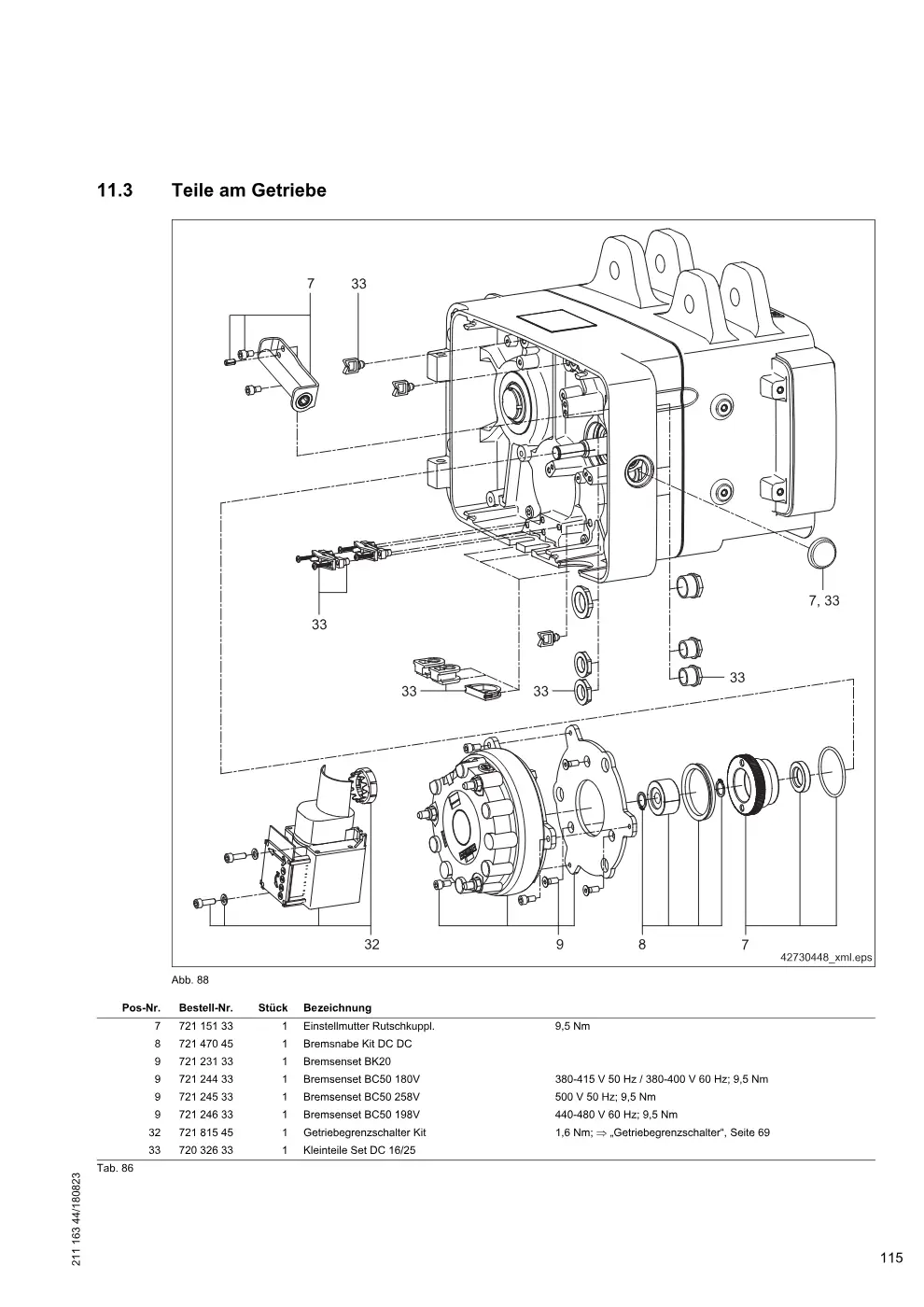 Demag DC-ProDC / -ProCC / -ProFC 16/25 – Teile am Getriebe, Zeichnung Seite 115
