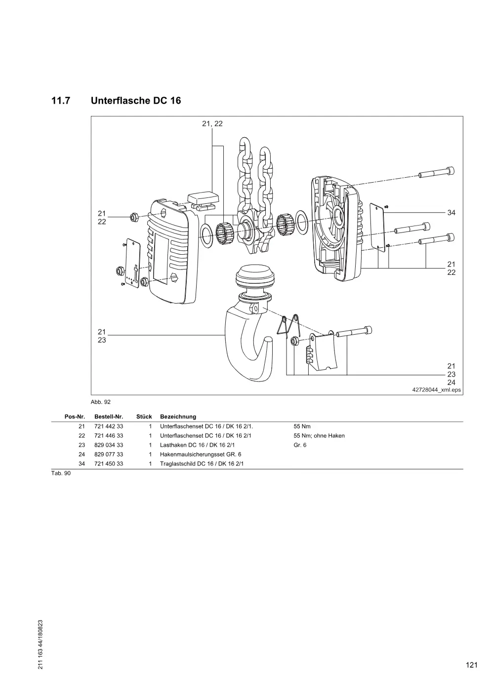 Demag DC-ProDC / -ProCC / -ProFC 16/25 – Unterflasche DC 16, Zeichnung Seite 121