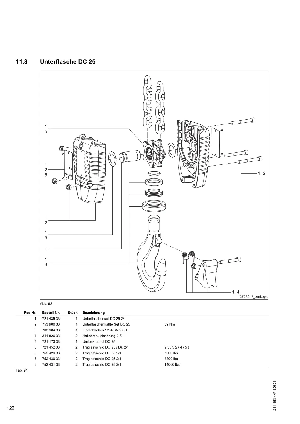 Demag DC-ProDC / -ProCC / -ProFC 16/25 – Unterflasche DC 25, Zeichnung Seite 122