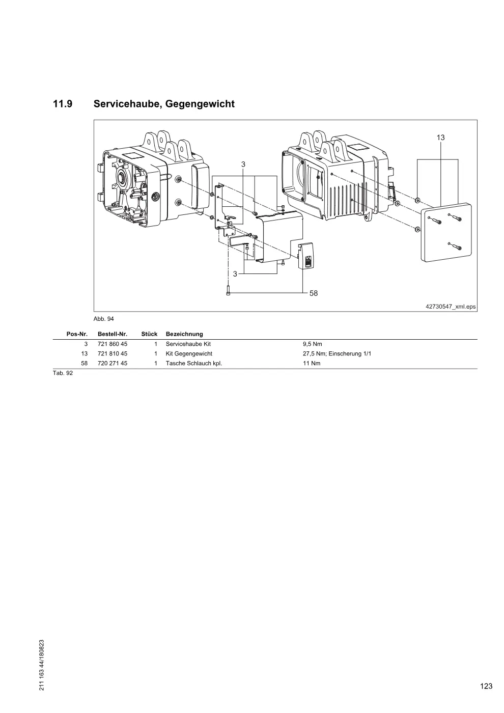 Demag DC-ProDC / -ProCC / -ProFC 16/25 – Servicehaube, Gegengewicht, Zeichnung Seite 123