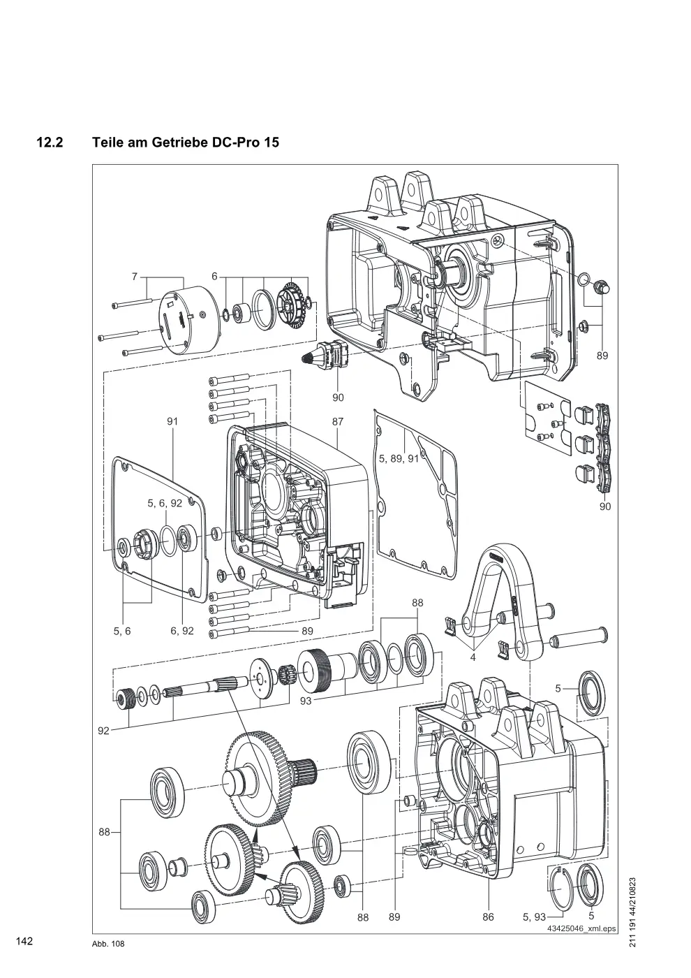 Demag DC-ProDC / -ProCC / -ProFC 1-15, DC-ComDC 1-10 – Teile am Getriebe DC-Pro 15, Zeichnung Seite 142