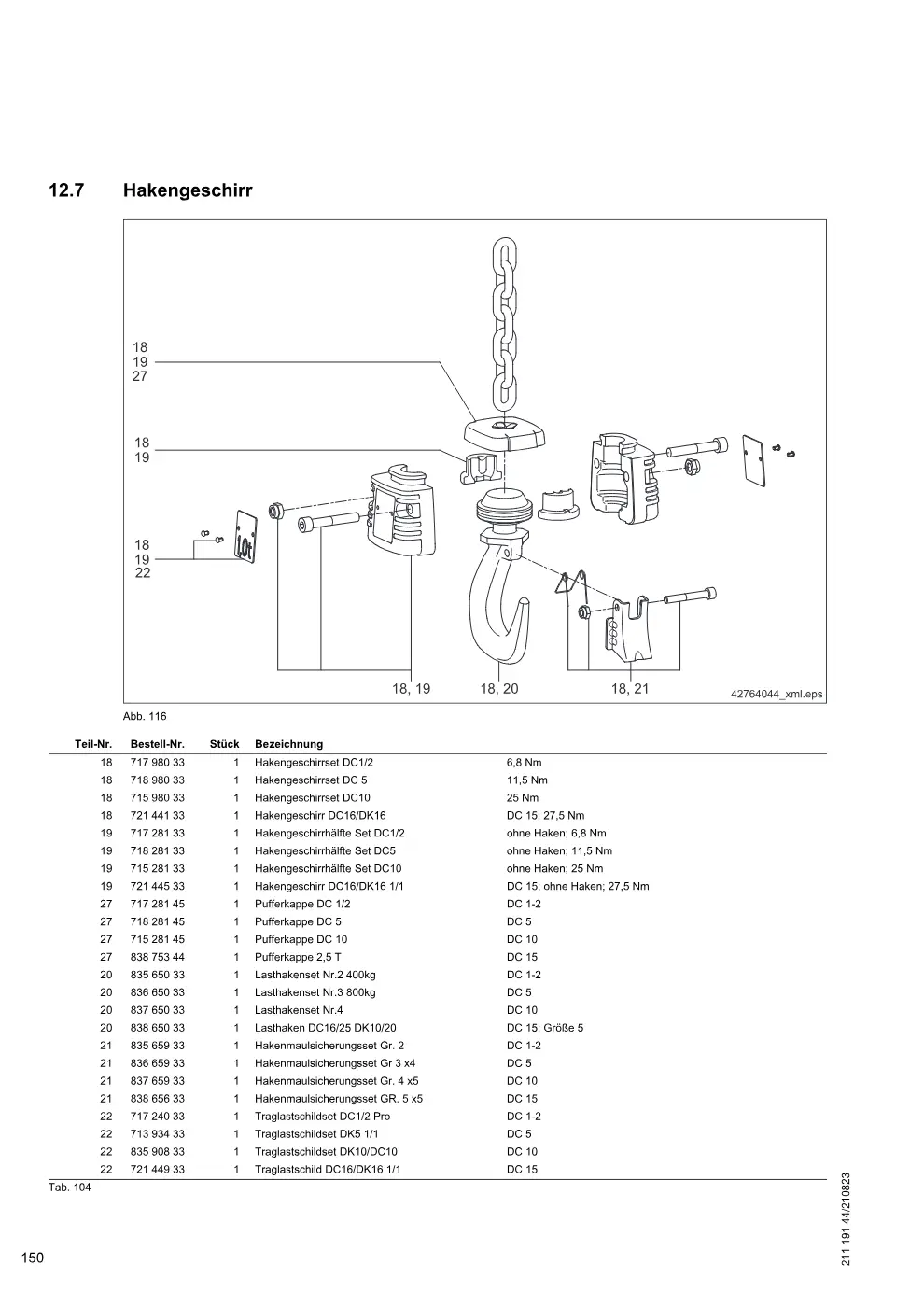 Demag DC-ProDC / -ProCC / -ProFC 1-15, DC-ComDC 1-10 – Hakengeschirr, Zeichnung Seite 150