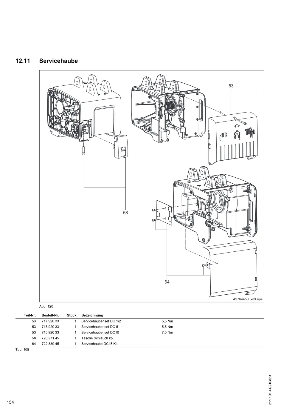 Demag DC-ProDC / -ProCC / -ProFC 1-15, DC-ComDC 1-10 – Servicehaube, Zeichnung Seite 154