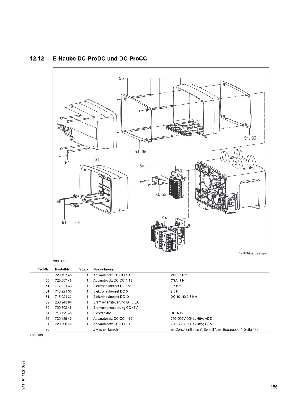 Demag DC-ProDC / -ProCC / -ProFC 1-15, DC-ComDC 1-10 – E-Haube DC-ProDC und DC-ProCC, Zeichnung Seite 155
