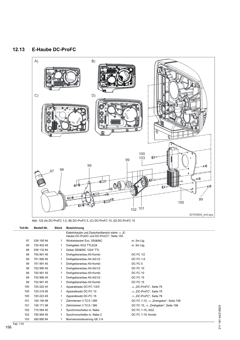 Demag DC-ProDC / -ProCC / -ProFC 1-15, DC-ComDC 1-10 – E-Haube DC-ProFC, Zeichnung Seite 156