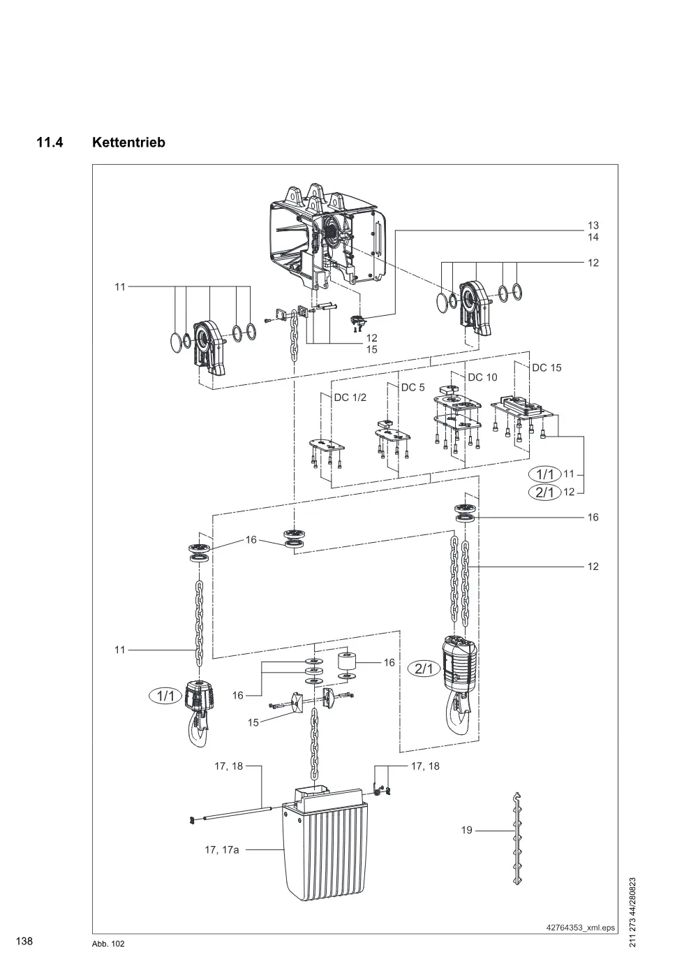 Demag DC-Pro 1-15, DC-Com 1-10 – Kettentrieb, Zeichnung Seite 138