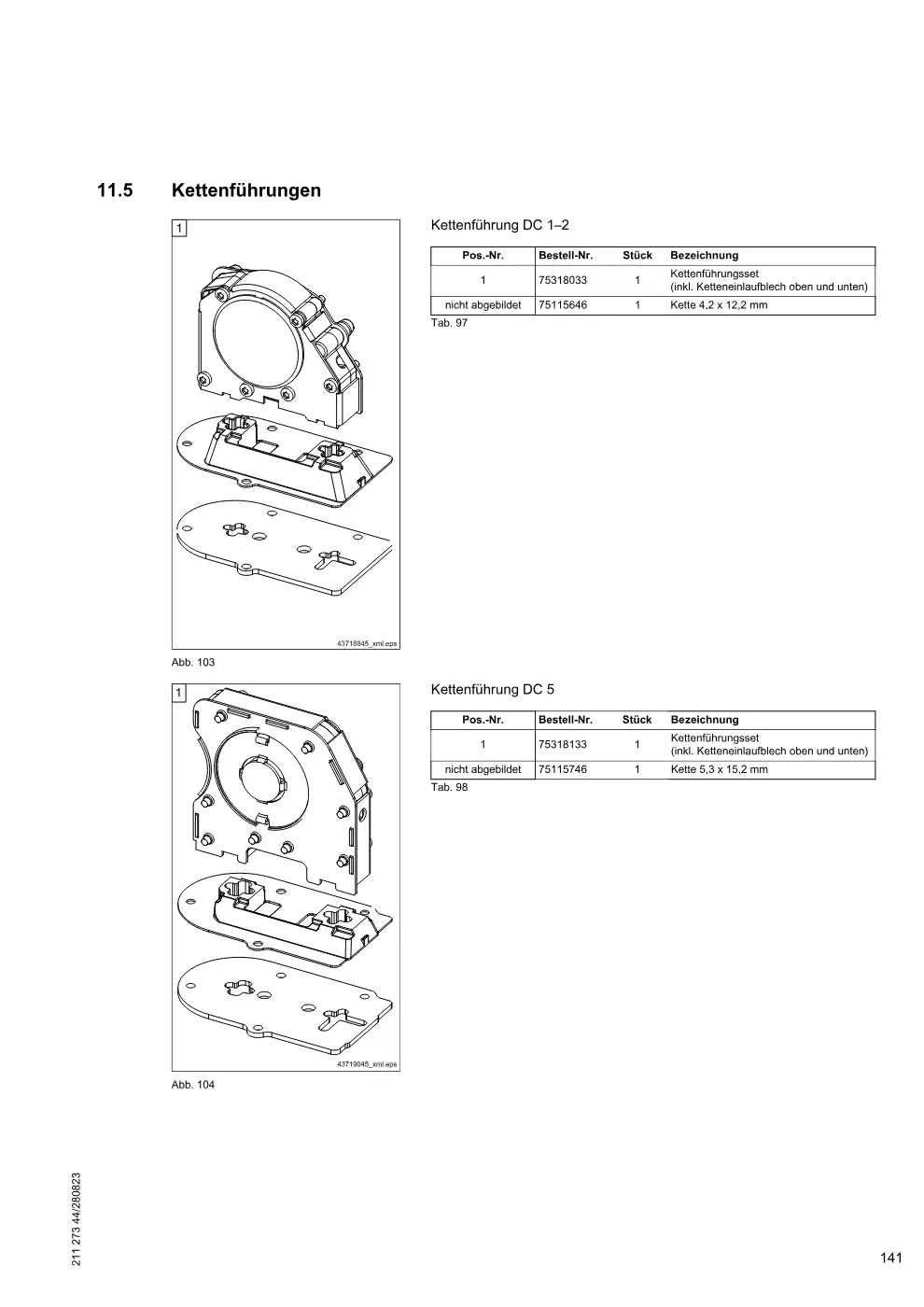 Demag DC-Pro 1-15, DC-Com 1-10 – Kettenführungen, Zeichnung Seite 141