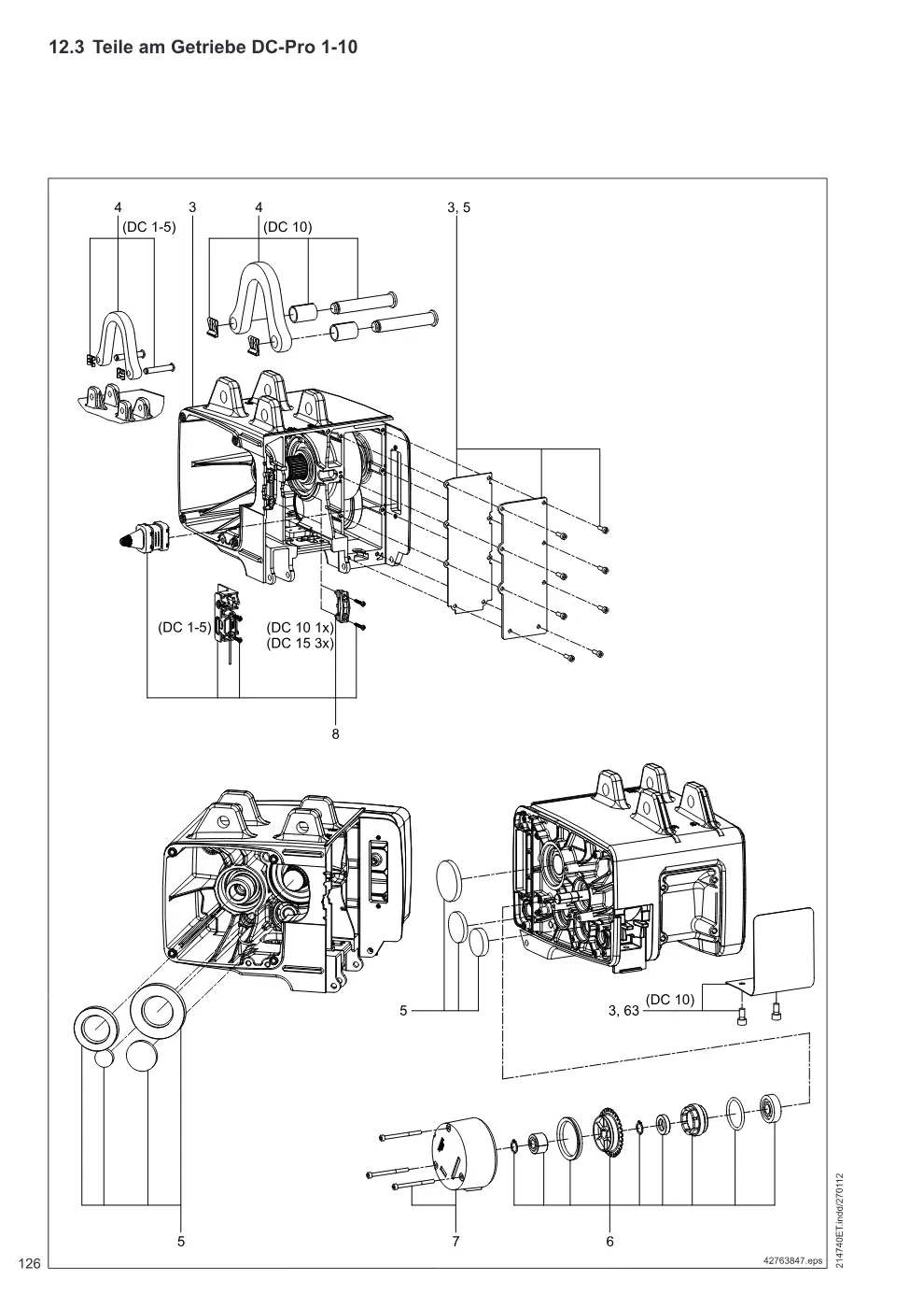 Demag DC-Pro 1-15, DC-Com 1-10 – Teile am Getriebe DC-Pro 1-10, Zeichnung Seite 126