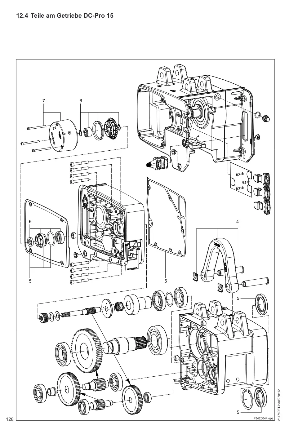 Demag DC-Pro 1-15, DC-Com 1-10 – Teile am Getriebe DC-Pro 15, Zeichnung Seite 128