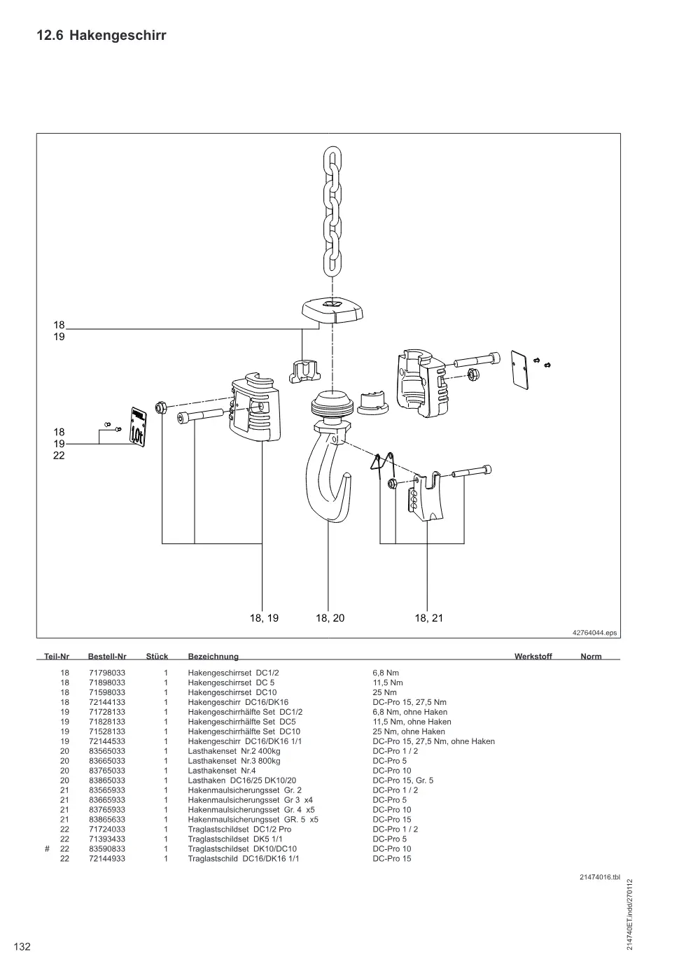 Demag DC-Pro 1-15, DC-Com 1-10 – Hakengeschirr, Zeichnung Seite 132