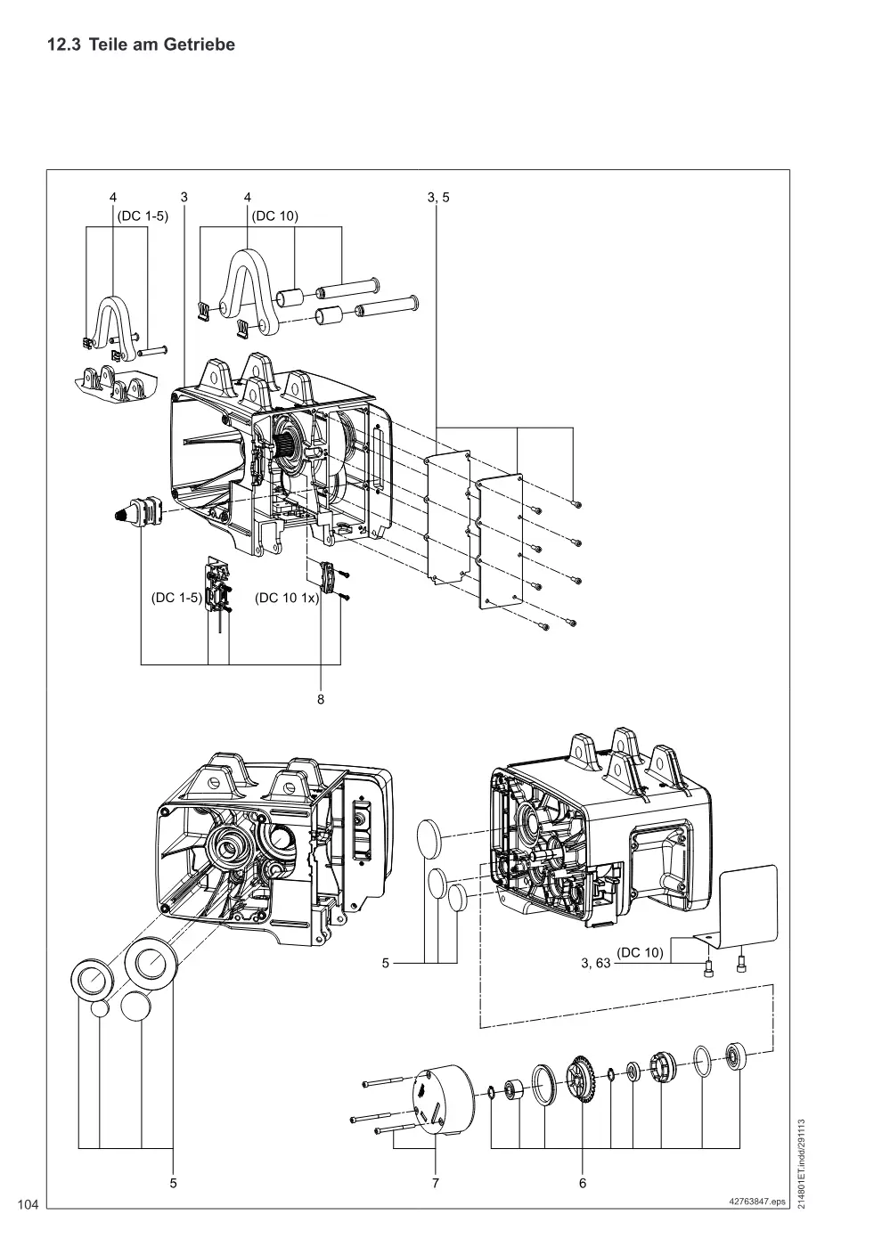 Demag DC-Com 1-10 – Teile am Getriebe, Zeichnung Seite 104