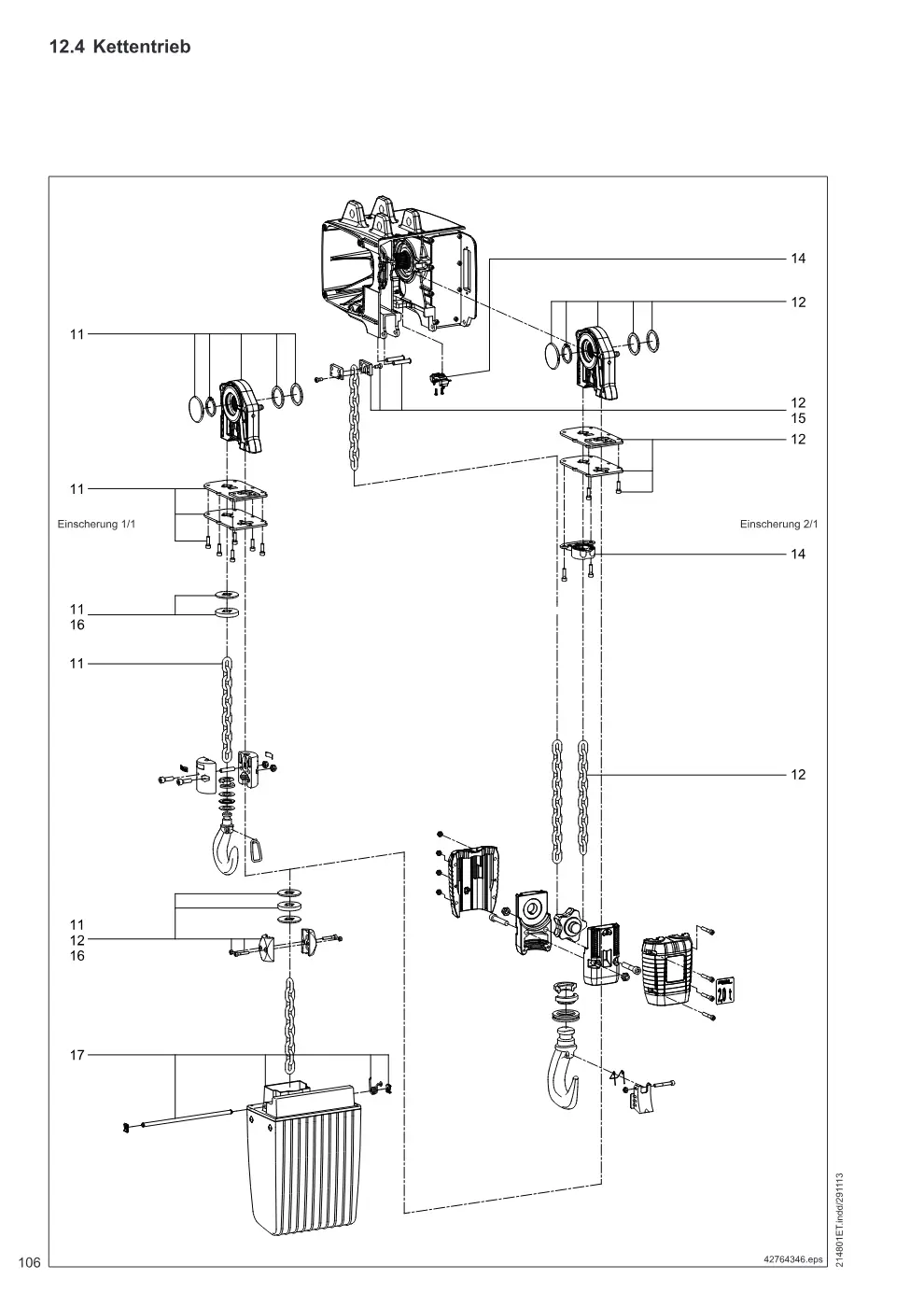 Demag DC-Com 1-10 – Kettentrieb, Zeichnung Seite 106