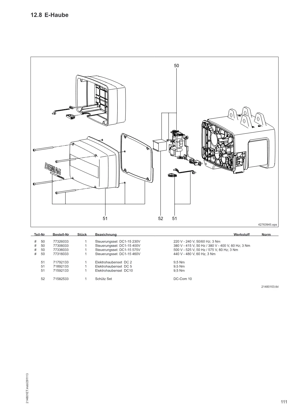 Demag DC-Com 1-10 – E-Haube, Zeichnung Seite 111