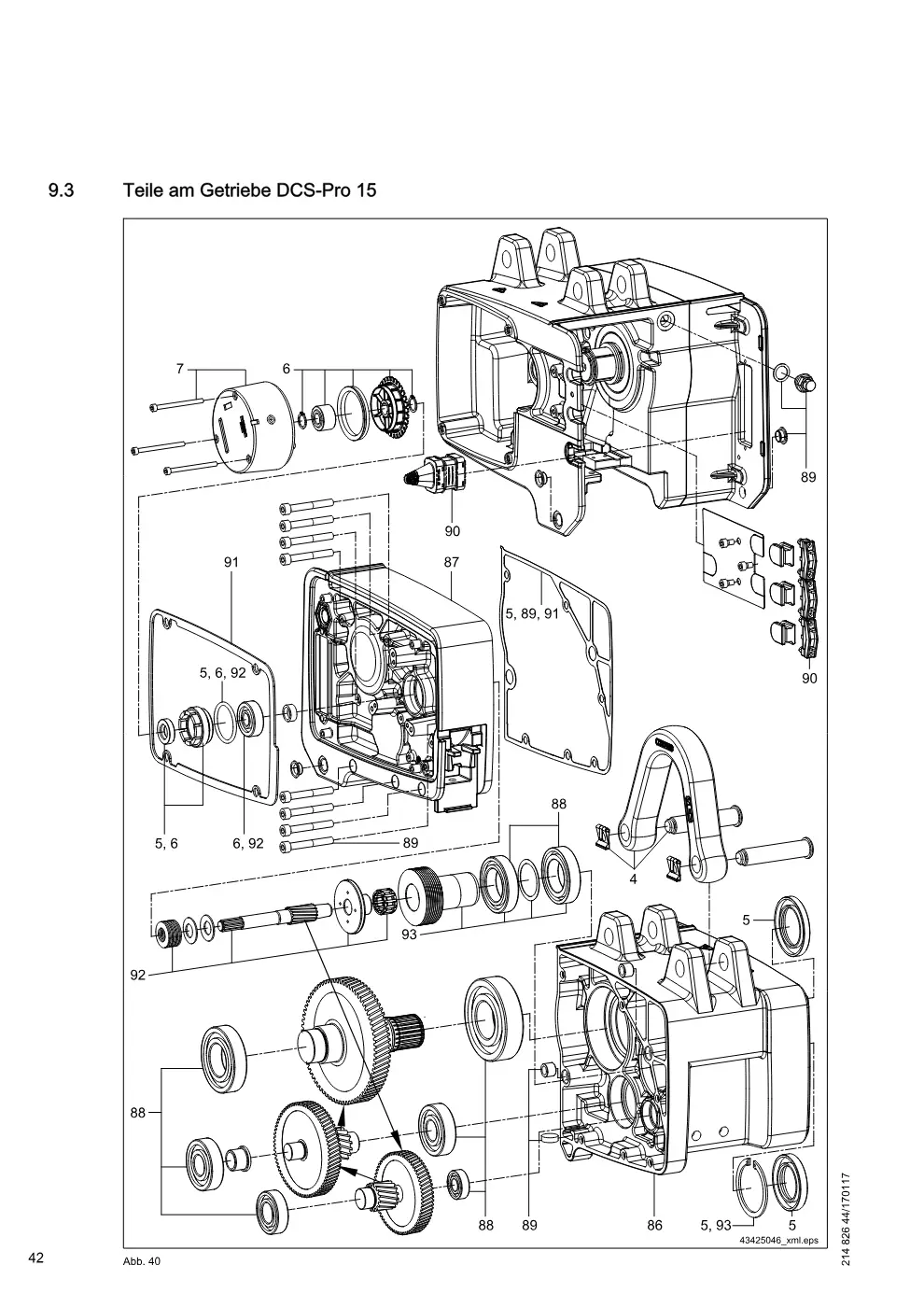 Demag DCS-Pro 1-15 – Teile am Getriebe DCS-Pro 15, Zeichnung Seite 42