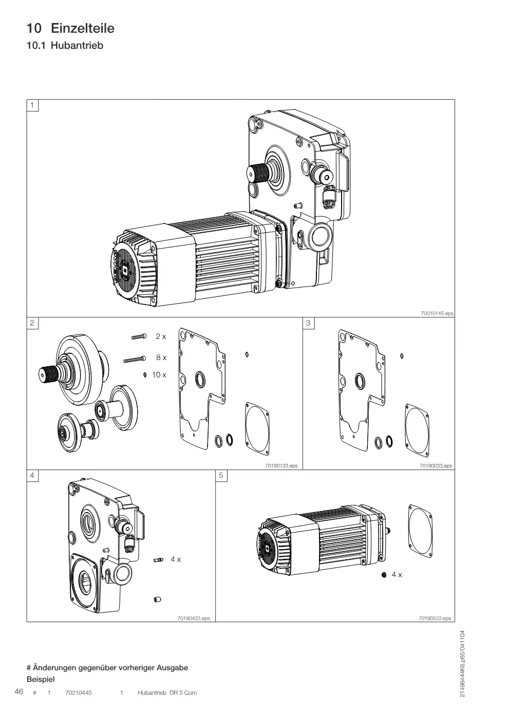 Demag DR-Com Zweischienenkatze EZDR 5-10 – Einzelteile 10.1 Hubantrieb, Zeichnung Seite 46