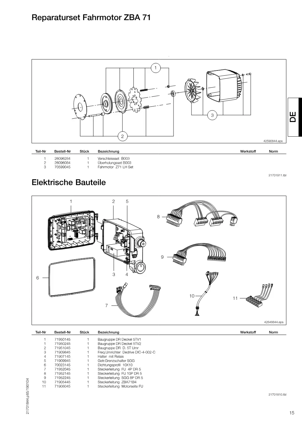 Demag EKDR 5 – Reparaturset Fahrmotor ZBA 71, Zeichnung Seite 15