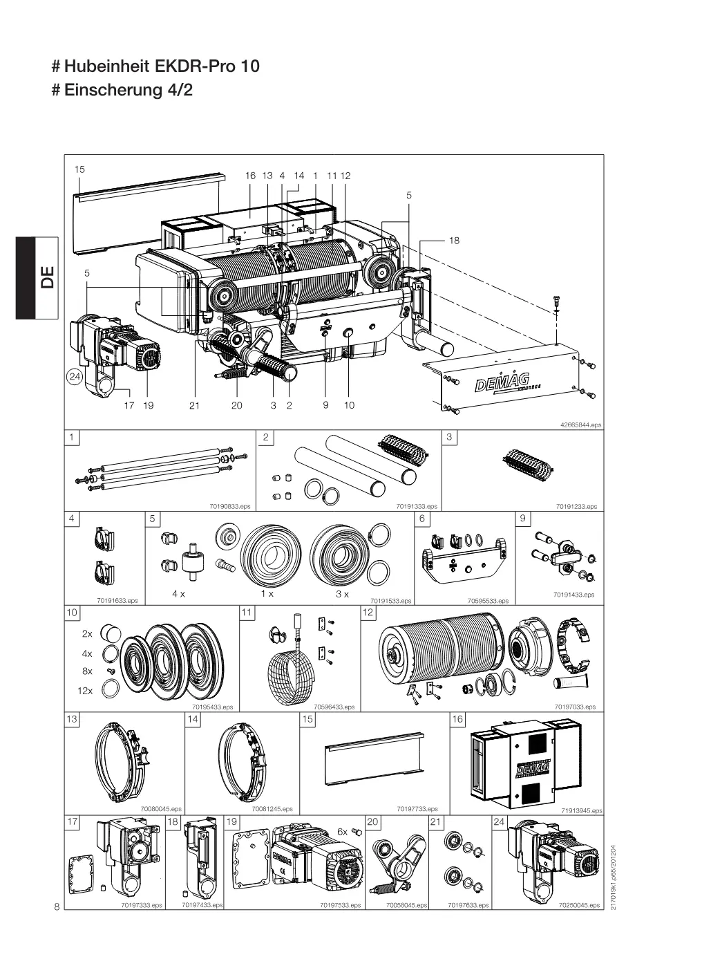 Demag EKDR-Pro 10 – # Hubeinheit EKDR-Pro 10, Zeichnung Seite 8