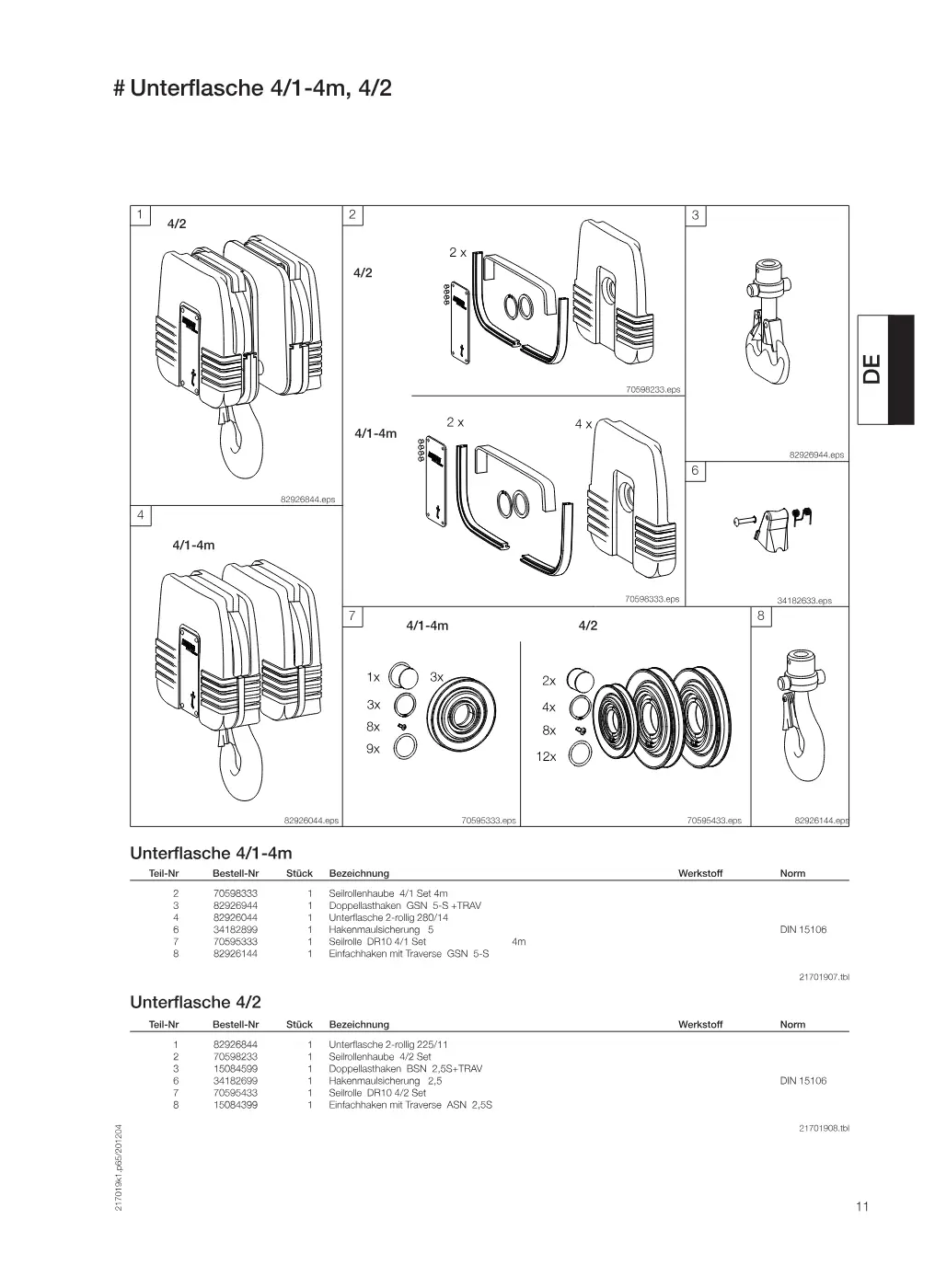 Demag EKDR-Pro 10 – # Unterflasche 4/1-4m, 4/2, Zeichnung Seite 11
