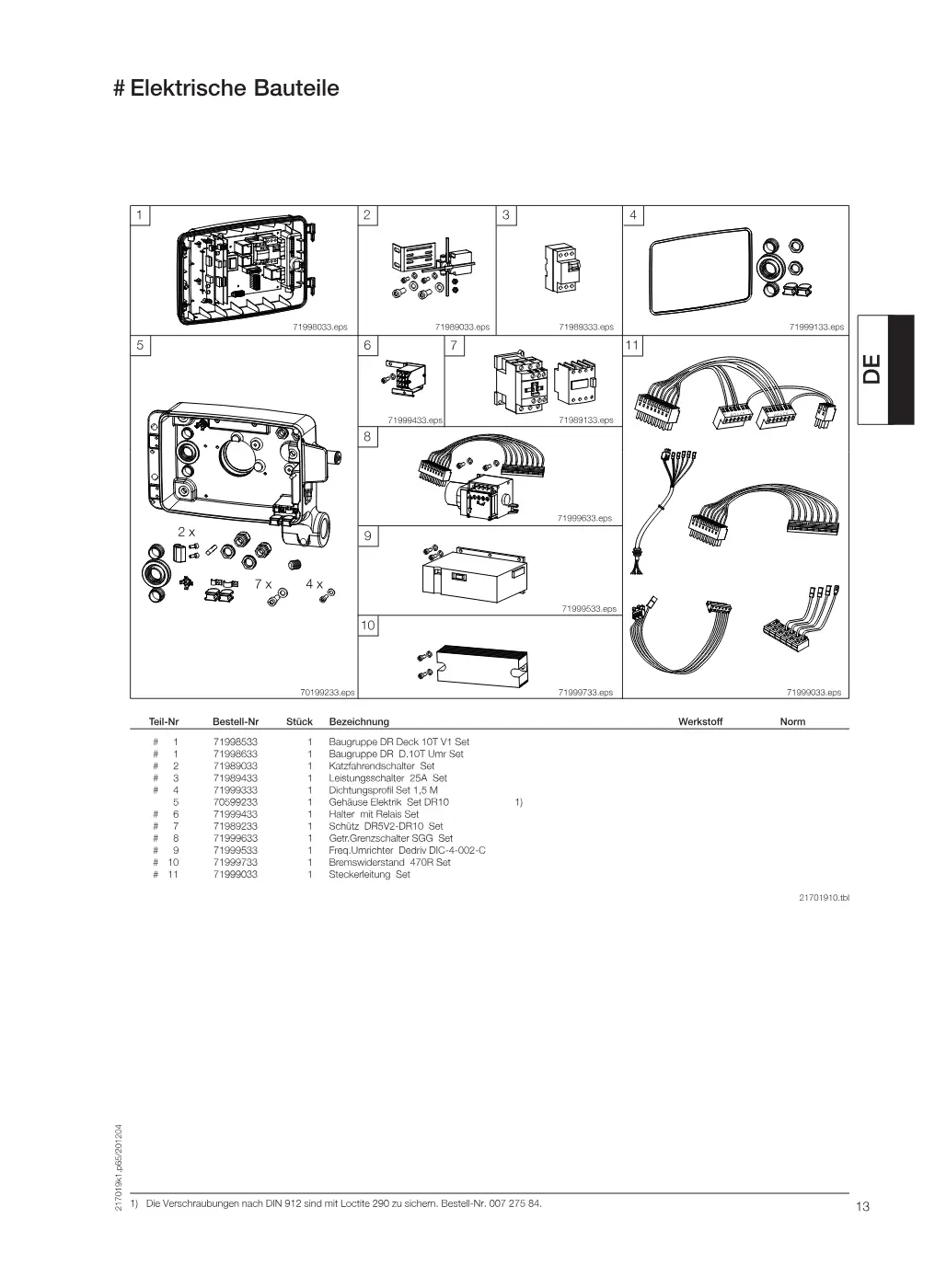 Demag EKDR-Pro 10 – # Elektrische Bauteile, Zeichnung Seite 13