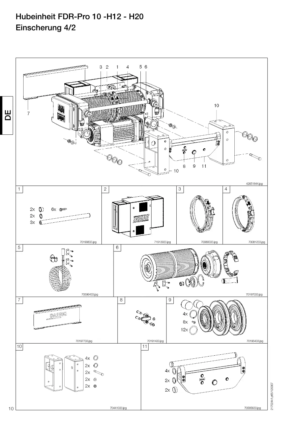Demag FDR-Pro 10 – Hubeinheit FDR-Pro 10 -H12 - H20 Einscherung 4/2, Zeichnung Seite 10