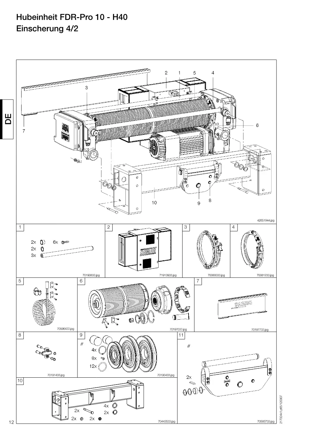 Demag FDR-Pro 10 – Hubeinheit FDR-Pro 10 - H40 Einscherung 4/2, Zeichnung Seite 12