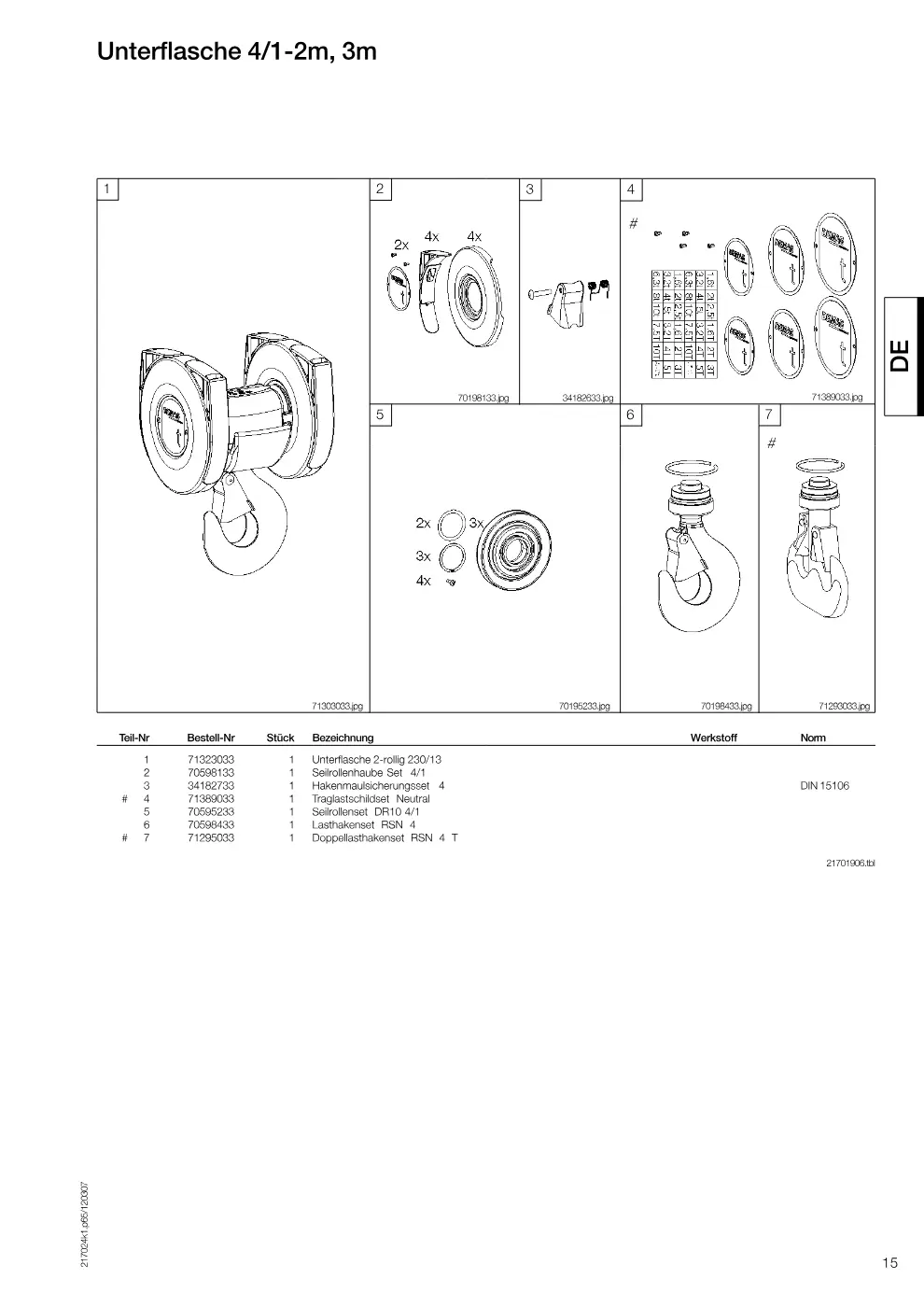 Demag FDR-Pro 10 – Unterflasche 4/1-2m, 3m, Zeichnung Seite 15
