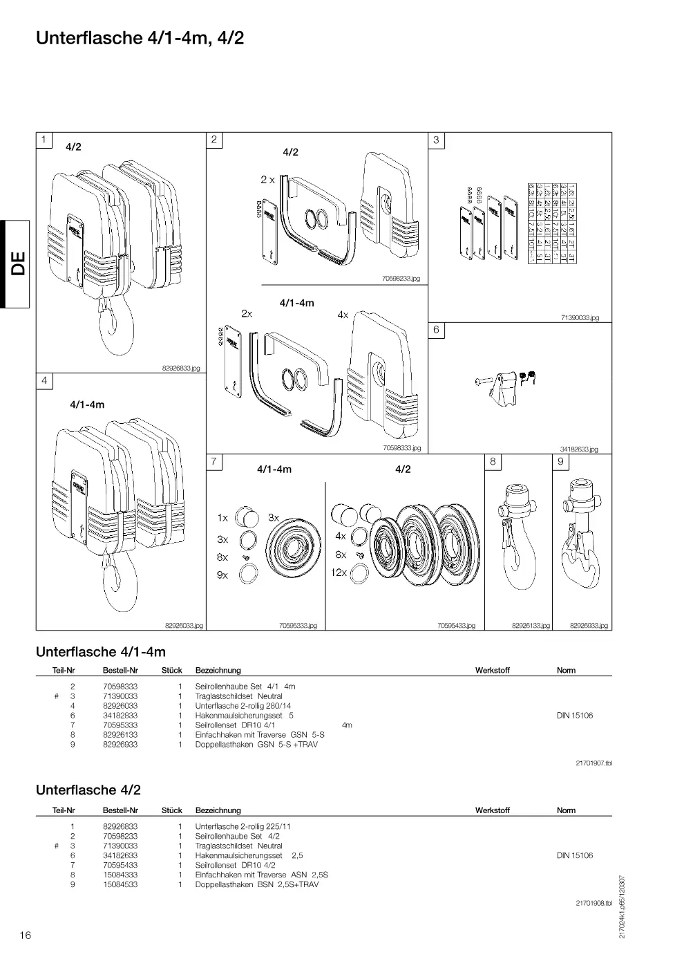 Demag FDR-Pro 10 – Unterflasche 4/1-4m, 4/2, Zeichnung Seite 16