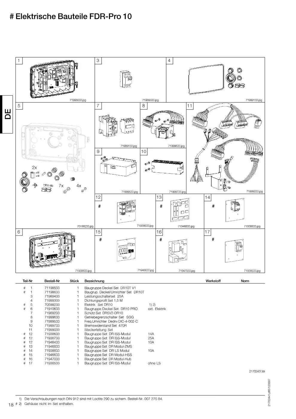 Demag FDR-Pro 10 – # Elektrische Bauteile FDR-Pro 10, Zeichnung Seite 18