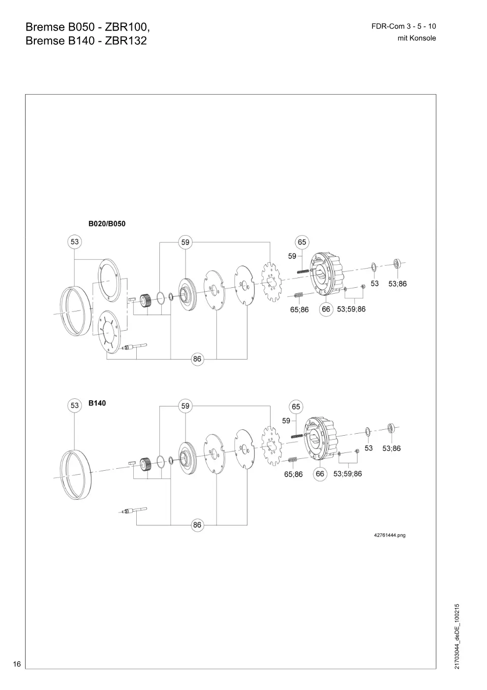 Demag FDR-Com 3-5-10 mit Konsole – Bremse B050 - ZBR100, Bremse B140 - ZBR132, Zeichnung Seite 16