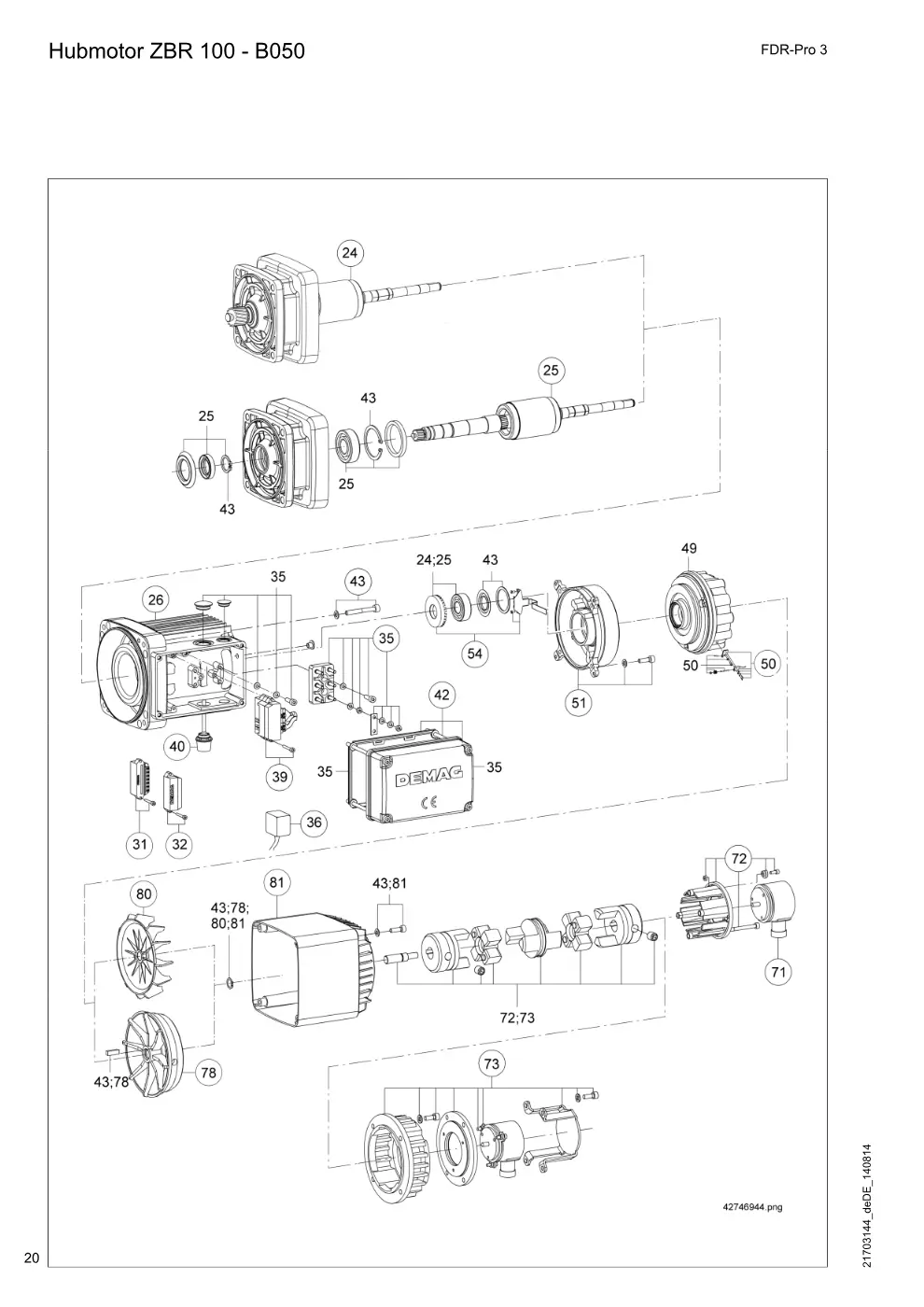 Demag FDR-Pro 3 – Hubmotor ZBR 100 - B050, Zeichnung Seite 20