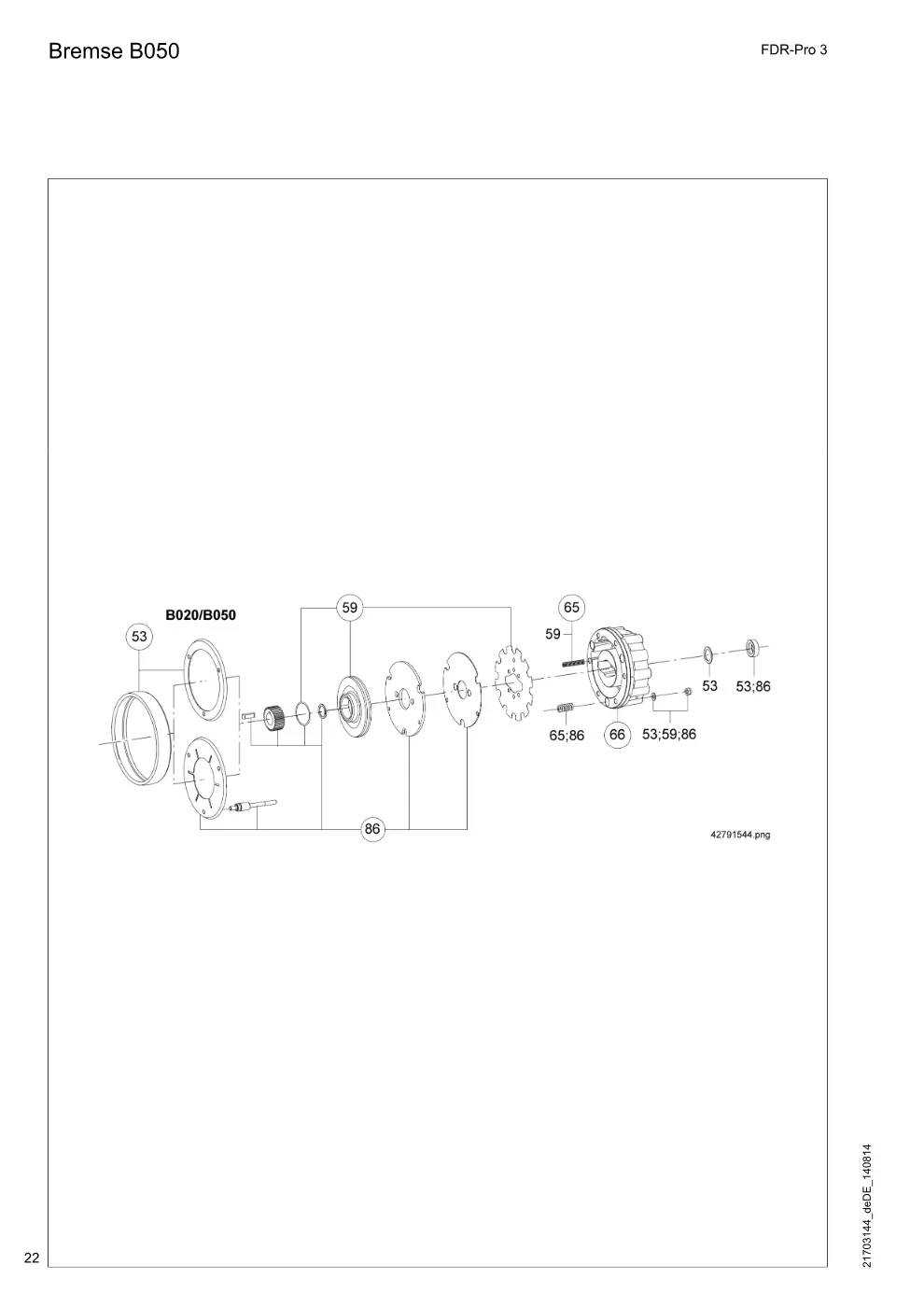 Demag FDR-Pro 3 – Bremse B050, Zeichnung Seite 22