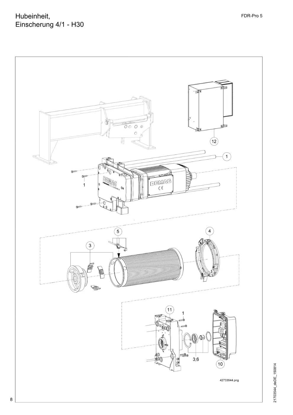 Demag FDR-Pro 5 – Hubeinheit, Einscherung 4/1 - H30, Zeichnung Seite 8