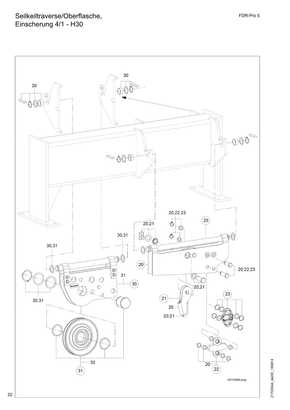 Demag FDR-Pro 5 – Seilkeiltraverse/Oberflasche, Einscherung 4/1 - H30, Zeichnung Seite 22