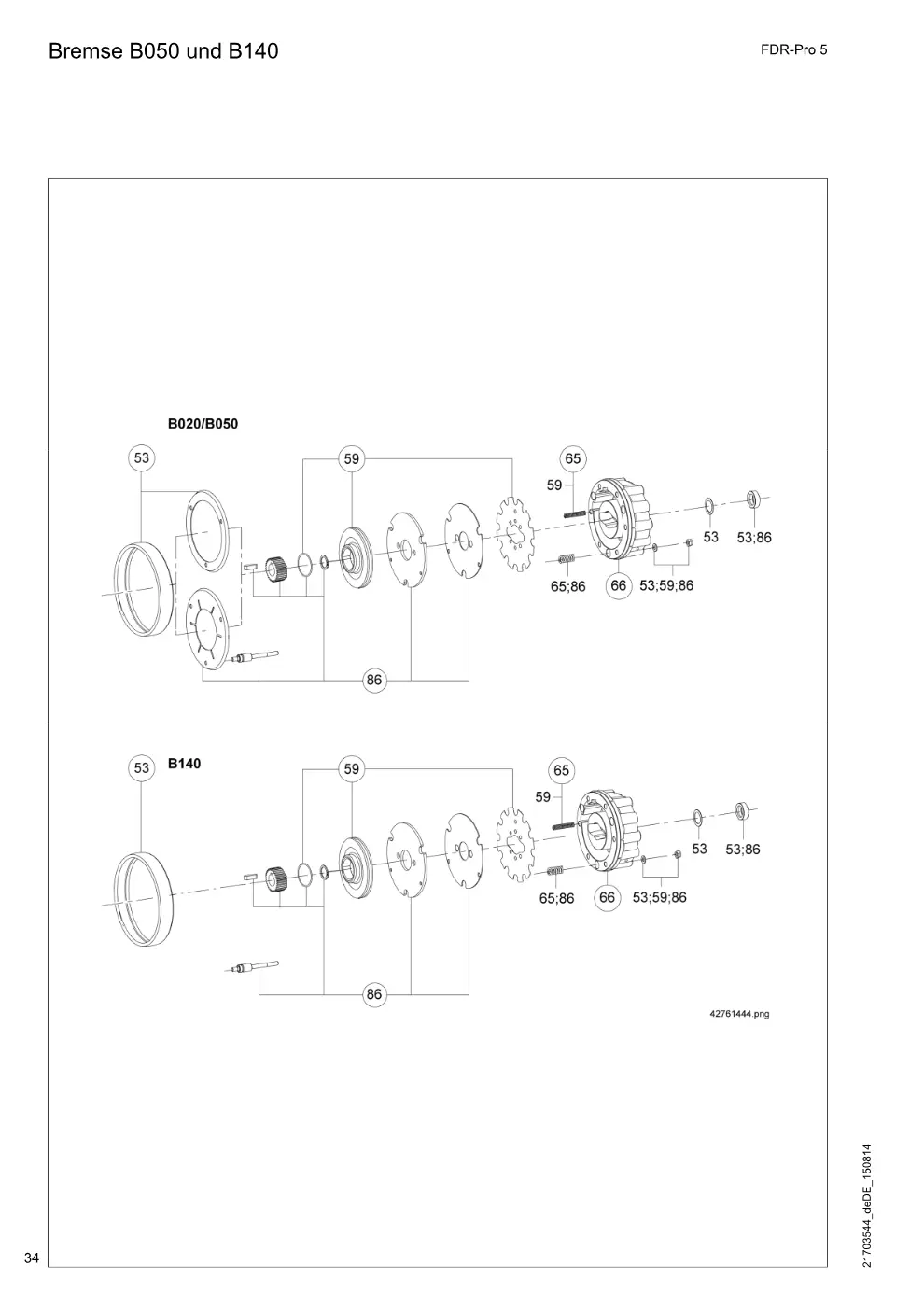 Demag FDR-Pro 5 – Bremse B050 und B140, Zeichnung Seite 34