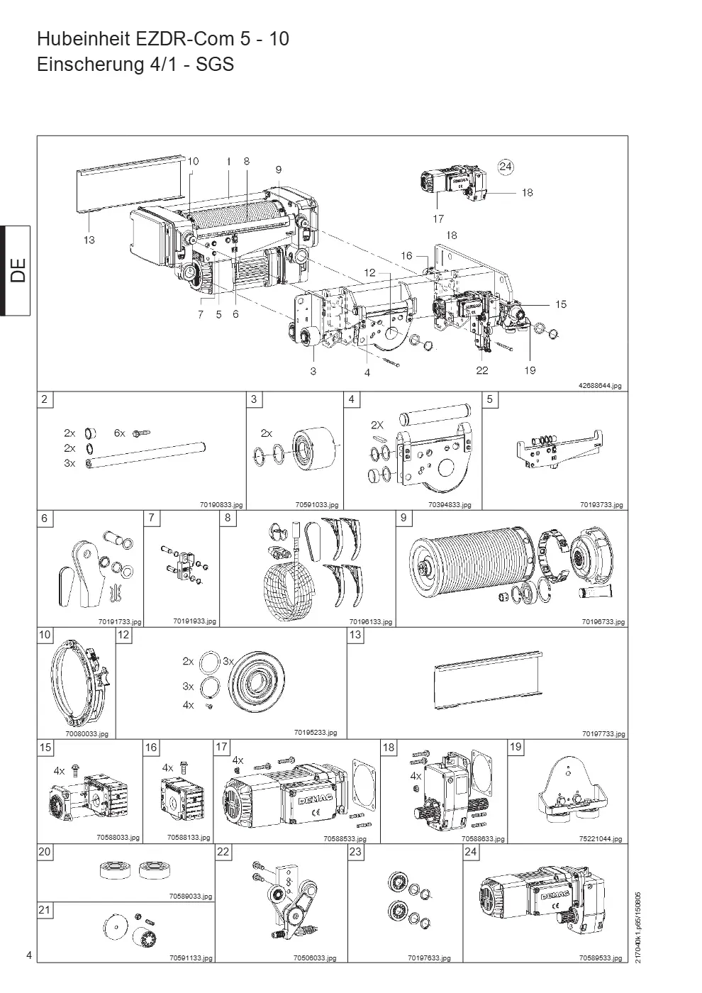 Demag EZDR-Com – Hubeinheit EZDR-Com 5 - 10 Einscherung 4/1 - SGS, Zeichnung Seite 4