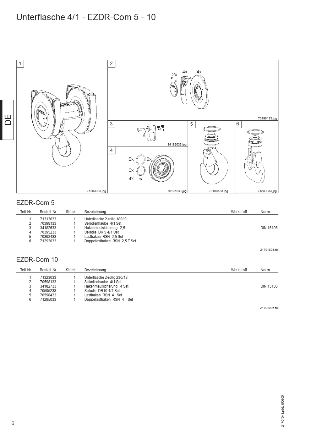 Demag EZDR-Com – Unterflasche 4/1 - EZDR-Com 5 - 10, Zeichnung Seite 6