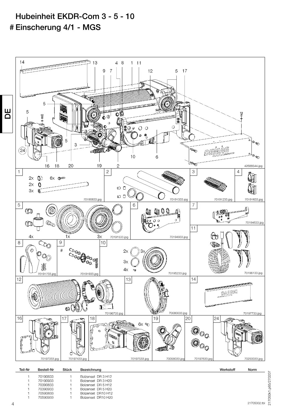 Demag EKDR-Com – Hubeinheit EKDR-Com 3 - 5 - 10 # Einscherung 4/1 - MGS, Zeichnung Seite 4