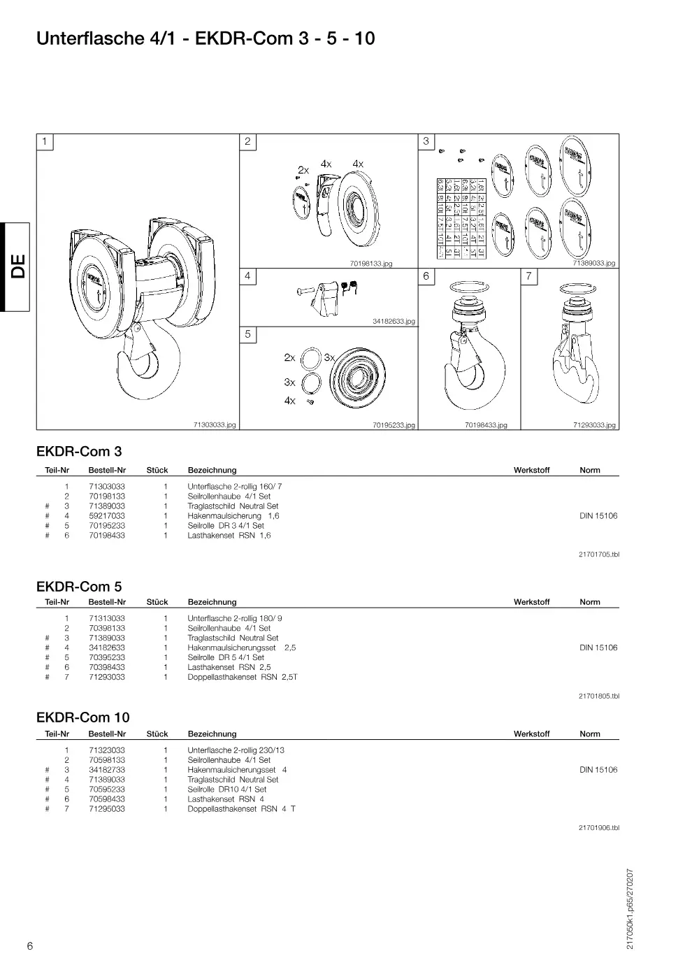 Demag EKDR-Com – Unterflasche 4/1 - EKDR-Com 3 - 5 - 10, Zeichnung Seite 6