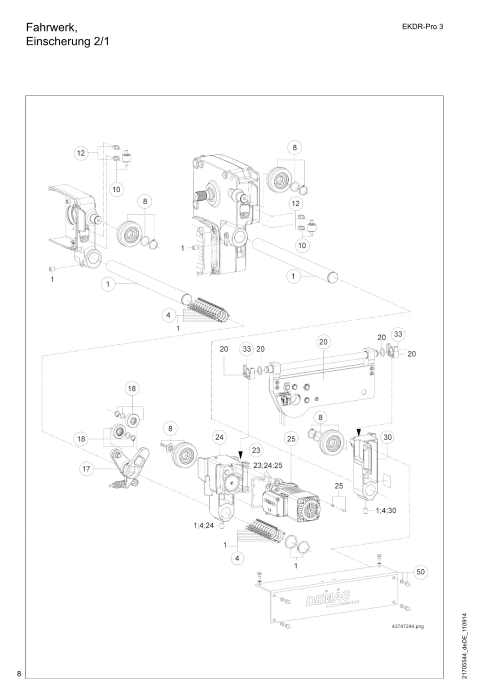 Demag EKDR-Pro 3 – Fahrwerk, Einscherung 2/1, Zeichnung Seite 8