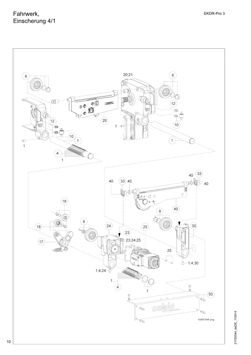 Demag EKDR-Pro 3 – Fahrwerk, Einscherung 4/1, Zeichnung Seite 10