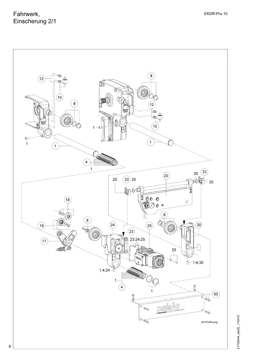 Demag EKDR-Pro 10 – Fahrwerk, Einscherung 2/1, Zeichnung Seite 8