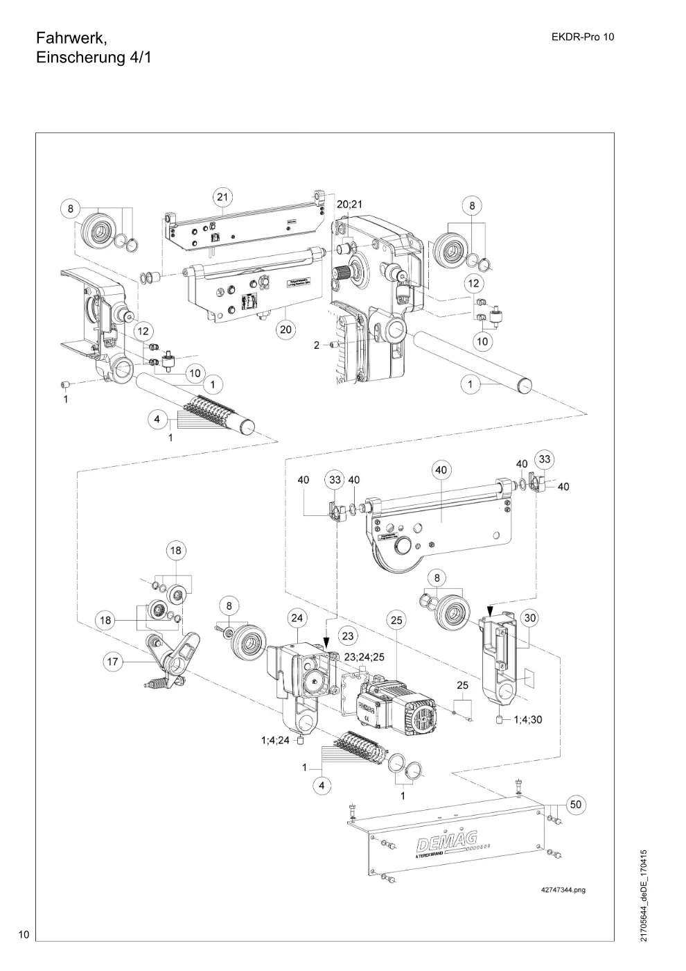Demag EKDR-Pro 10 – Fahrwerk, Einscherung 4/1, Zeichnung Seite 10