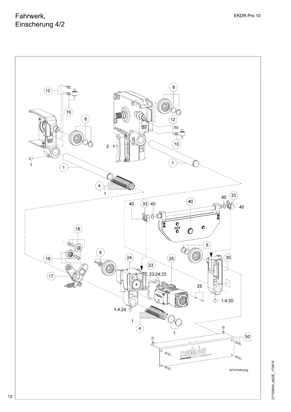 Demag EKDR-Pro 10 – Fahrwerk, Einscherung 4/2, Zeichnung Seite 12