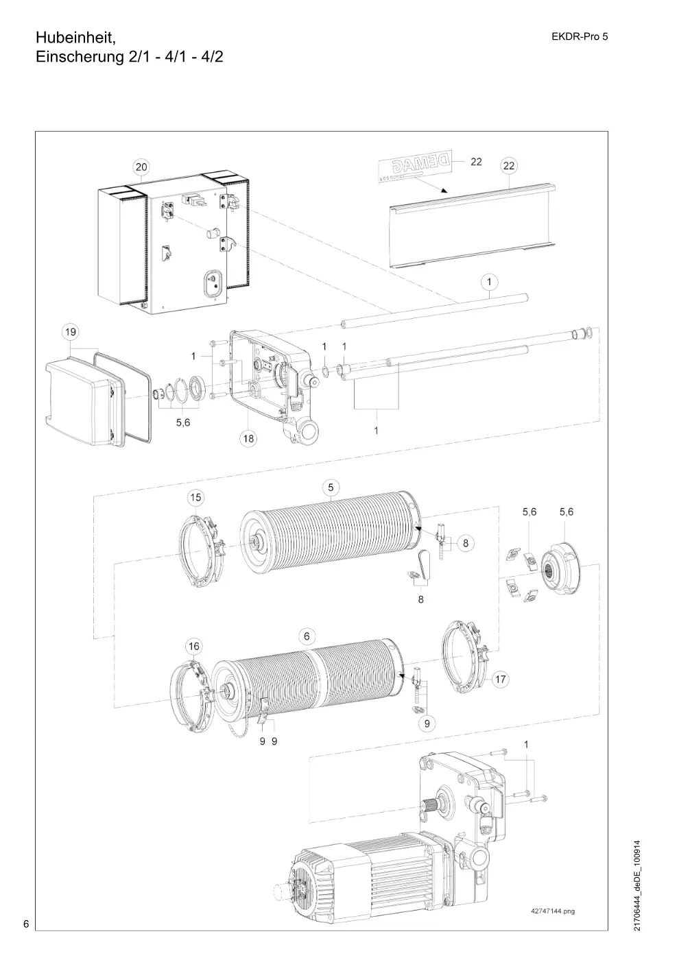Demag EKDR-Pro 5 – Hubeinheit, Einscherung 2/1 - 4/1 - 4/2, Zeichnung Seite 6