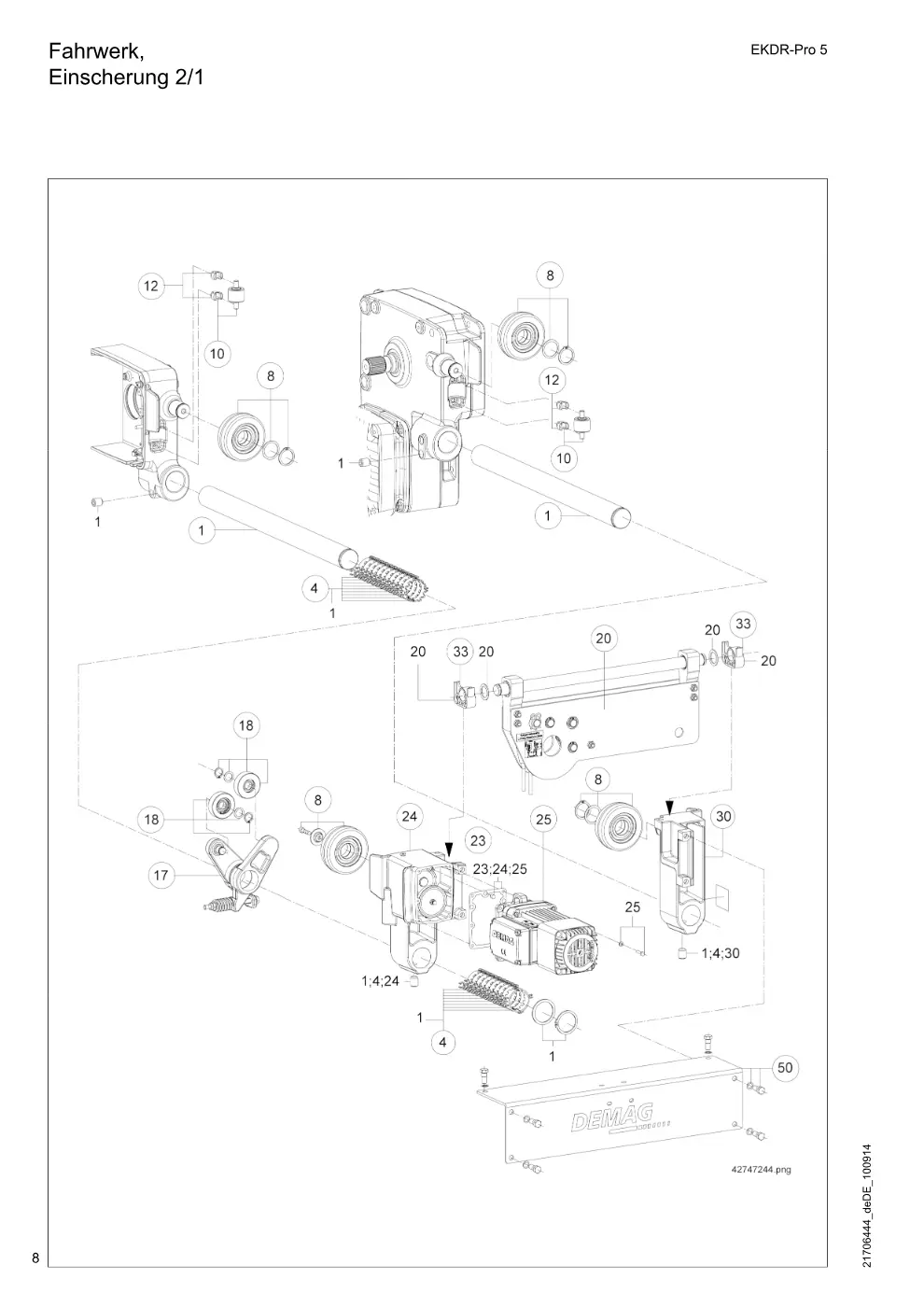 Demag EKDR-Pro 5 – Fahrwerk, Einscherung 2/1, Zeichnung Seite 8